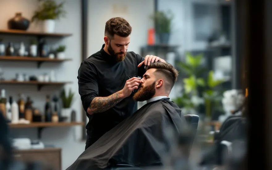 Barbershop chair and grooming station for men's haircuts in Dubai