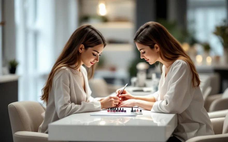 Nail salon manicure station ready for appointments